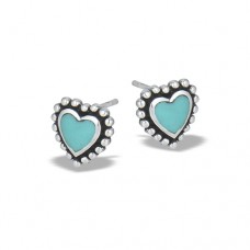 Sterling Silver Granulated Heart Stud Earrings