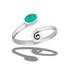 Sterling Silver Adjustable Boho Ring With Swirl Tail