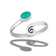 Sterling Silver Adjustable Boho Ring With Swirl Tail