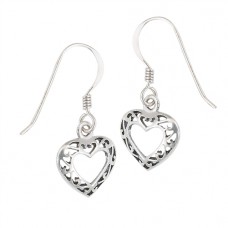 Sterling Silver Celtic Filigree Heart Earrings