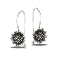 Sterling Silver Dangling Sunflower Earrings