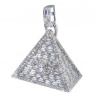 Sterling Silver 925 Rhodium Overlay Pyramid Illuminati Triangle Pendant