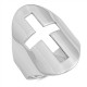 Sterling Silver Hollow Shield Cross Ring