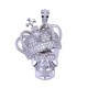 Rhodium Overlay Sterling Silver Skull Crown Pendant