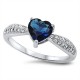 Sterling Silver Deep Blue Heart Stone Ring