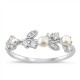 Sterling Silver Pearl Leaf Flower Ring 