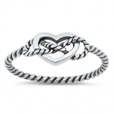 Sterling Silver Heart Rope Infinity Ring