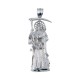 Silver 925 Rhodium Plated Hollow Santa Muerte Pendant 60mm