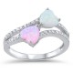 Pink and White Opal Double Heart Ring