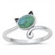 Genuine Turquoise Sterling Silver Cat Ring