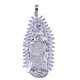 Silver 925 Rhodium Plated CZ Lady of Guadalupe Pendant