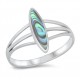 Marquise Sterling Silver Abalone Bali Boho Pointy Ring