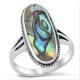 Oval Sterling Silver Abalone Bali Boho Ring