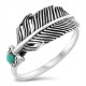 Genuine Turquoise Silver 925 Feather Ring