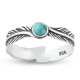 Genuine Turquoise Silver 925 Feather Ring