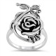 Large Sterling Silver Rose Ring 925