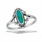 Sterling Silver Bali Style Ring With Turquoise And Braiding