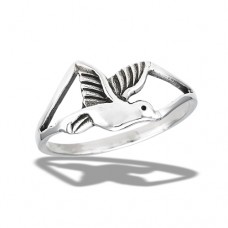 Sterling Silver Bird Double Shank Ring