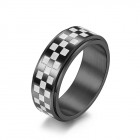 Checkered Stainless Steel Spinner Fidget Ring 
