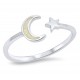Sterling Silver Star Moon Ring