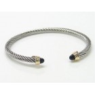Onyx stone cable cuff bracelet