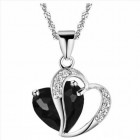Sterling Silver Black Stone Heart Pendant with Necklace
